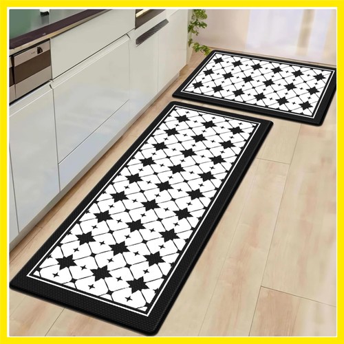 Kitchen mat pcs black white - 2, pcs,