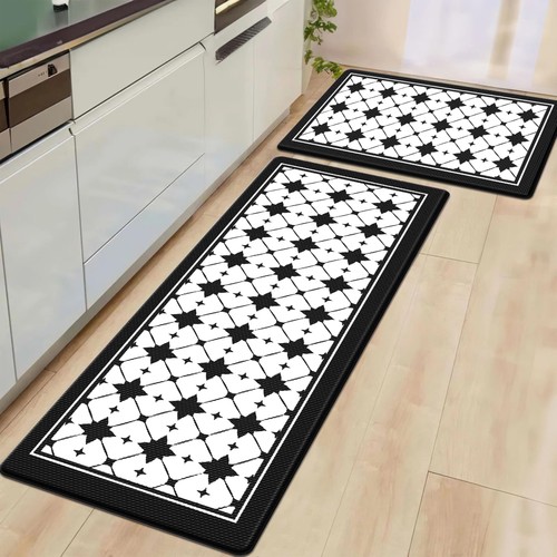 Kitchen mat pcs black - 2, white